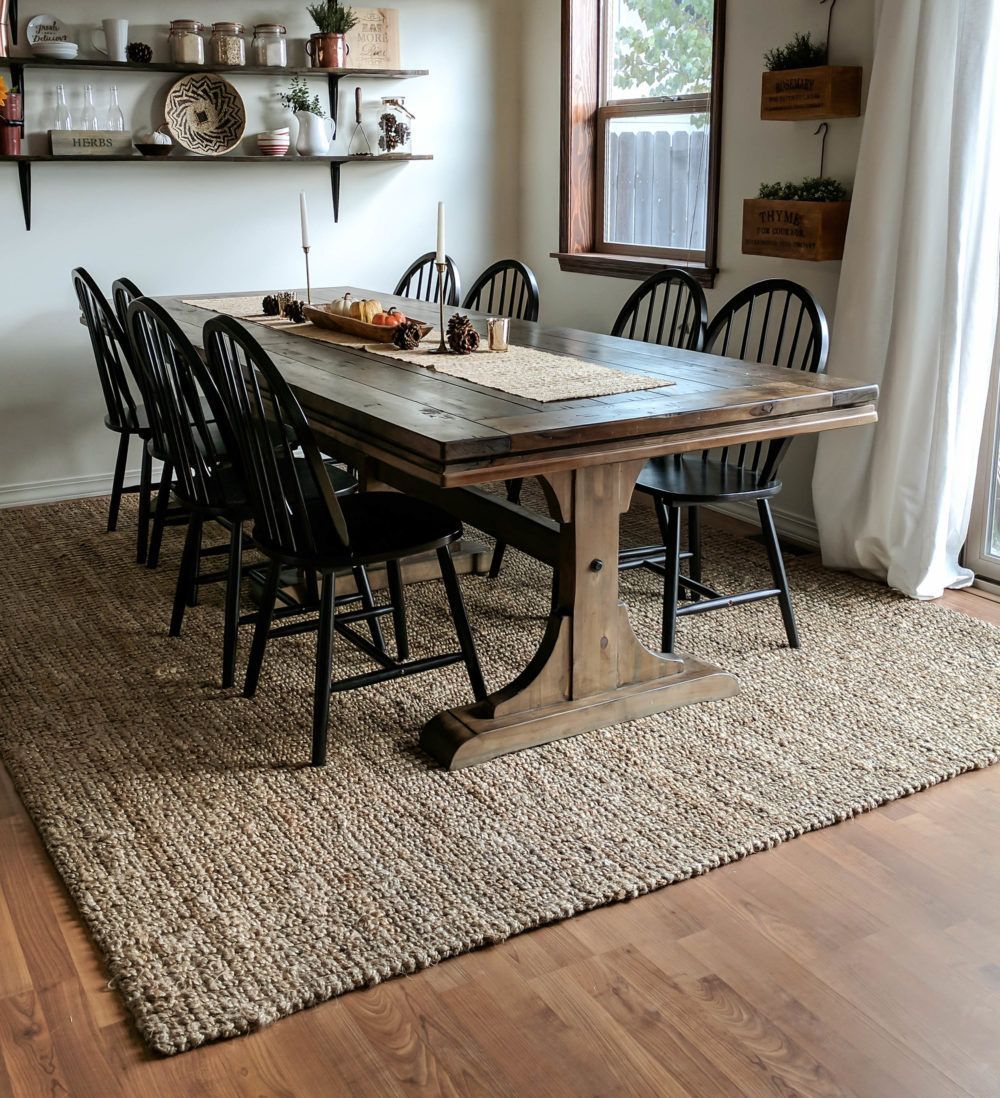 Jute Rug Dining Room intended for Creating Visual Interest with Natural Materials in Furniture