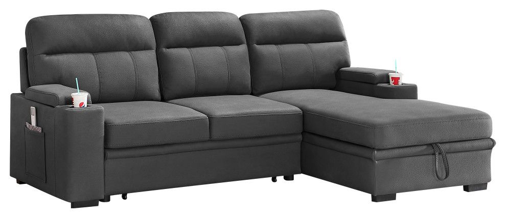 Kaden Fabric Sleeper Sectional Sofa - Transitional - Sleeper Sofas - By ... pertaining to Kaden Fabric Sleeper Sectional Sofa, Black