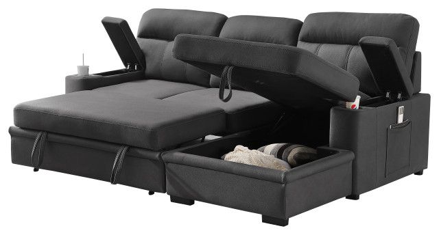 Kaden Fabric Sleeper Sectional Sofa - Transitional - Sleeper Sofas - By ... pertaining to Kaden Fabric Sleeper Sectional Sofa, Black