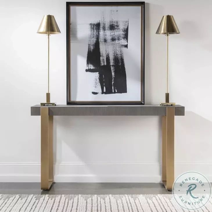 Kea Dark Walnut And Brushed Brass Console Table From Uttermost ... with regard to Uttermost Kentmore Modern Console Table, 24978