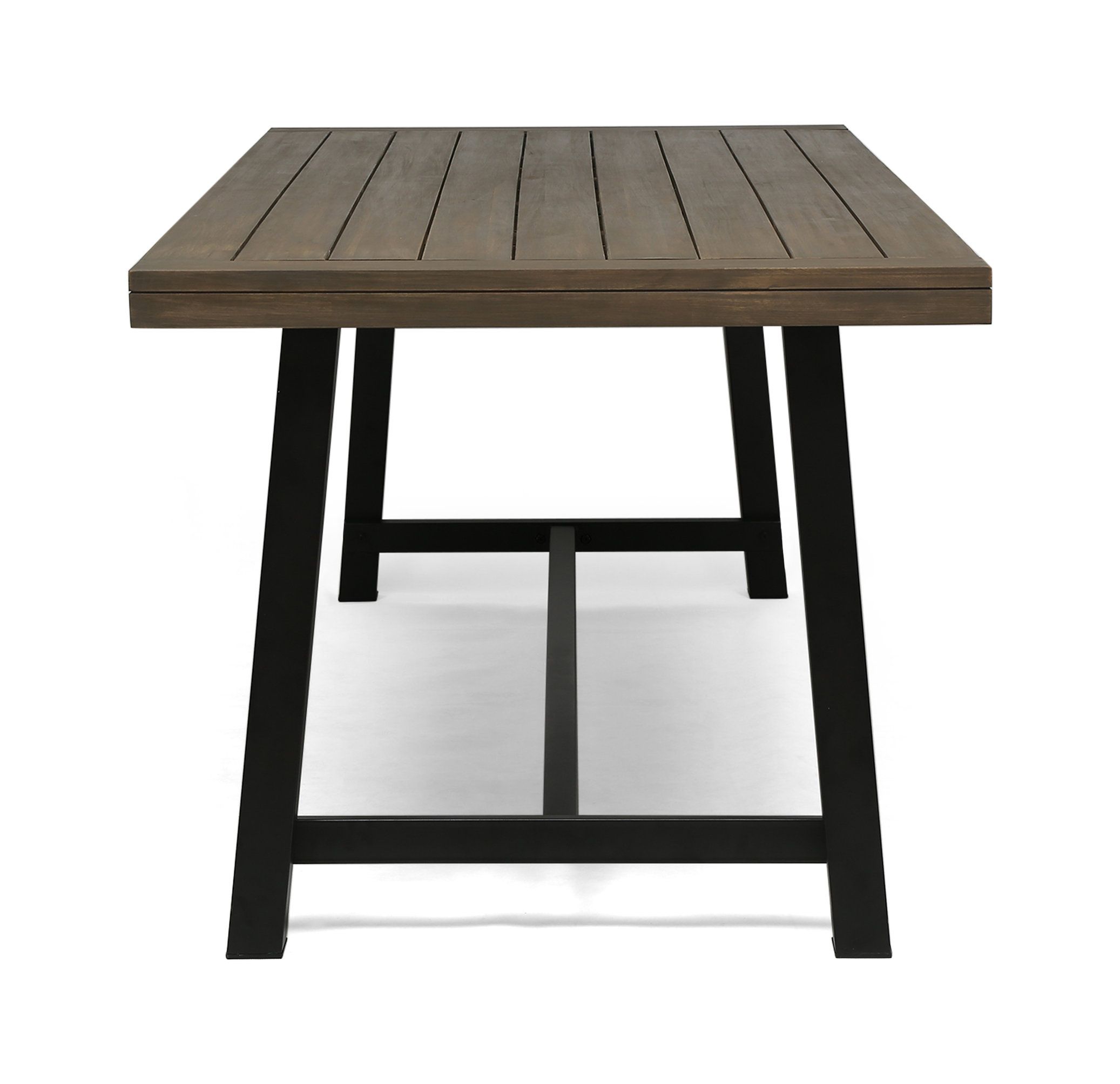 Kelly Outdoor Acacia Wood 8 Seater Dining Set - Transitional - Outdoor ... regarding Kelly Outdoor Acacia Wood 8 Seater Dining Set, Teak, Black