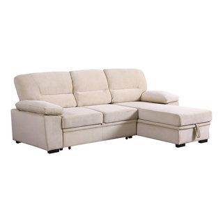 Kipling Beige Woven Fabric Reversible Sleeper Sectional Sofa Chaise ... for Beyond the Chaise Understanding the Versatility of Your Kipling Green Sleeper Sofa
