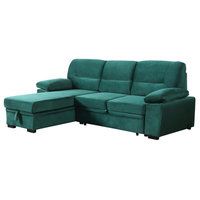 Kipling Green Woven Fabric Reversible Sleeper Sectional Sofa Chaise ... with regard to Beyond the Chaise Understanding the Versatility of Your Kipling Green Sleeper Sofa