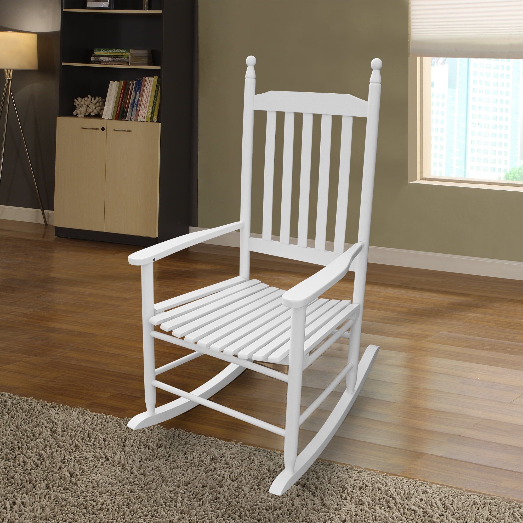 Kumji Wooden Rocking Chair, Outdoor Rocking Chair, Porch Rocker, Wooden ... within Classic All-Weather Rocking Chair With Slatted Back & Contoured Seat