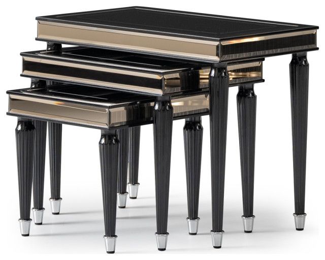 La Francaise Nesting Tables Set Of 3 Black Ice - Traditional - Coffee ... pertaining to La Francaise Nesting Tables Set Of 3 Black Ice