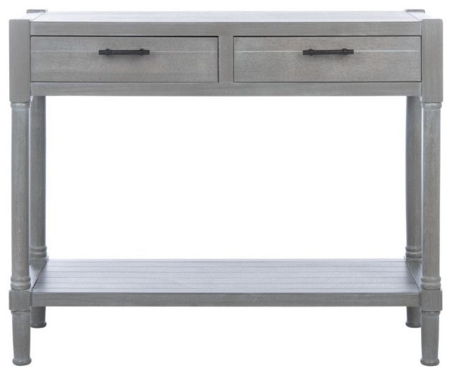 Lane 2 Drawer Console Table Whitewash Grey - French Country - Console ... inside Lane 2 Drawer Console Table Whitewash Grey