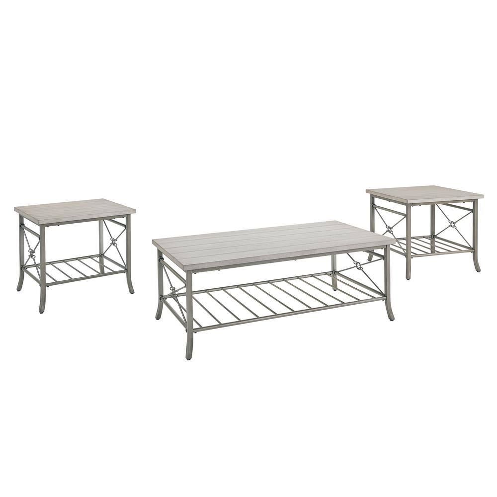 Lane Home Furnishings Harrison 24 In. White Wash 18 In. Rectangle Wood ... intended for Linon Anders 3 Pc Metal And Wood Occasional Table Set Plank Style Tops In Brown