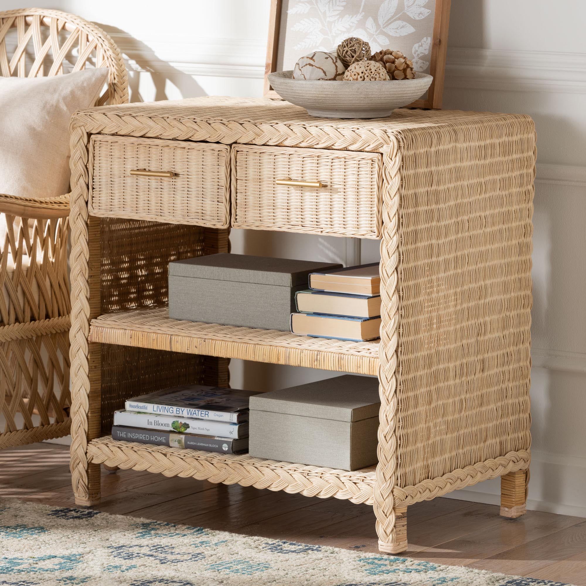 Lanica Japandi Console Table - Natural Rattan - Walmart.com for Natalia Natural Rattan Console Table
