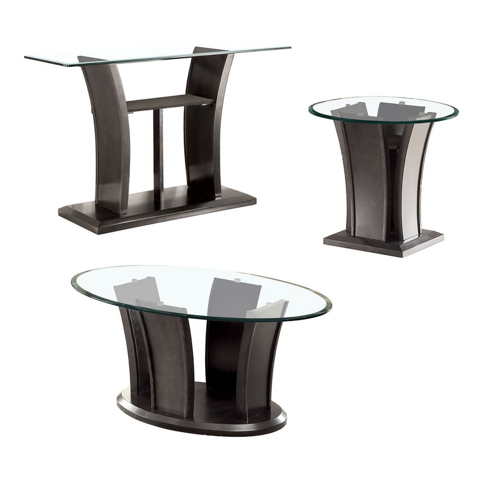 Lantler Transitional 3-Piece Glass Top Coffee Table Set In Gray ... for Lantler Transitional 3-Piece Glass Top Coffee Table Set In Brown