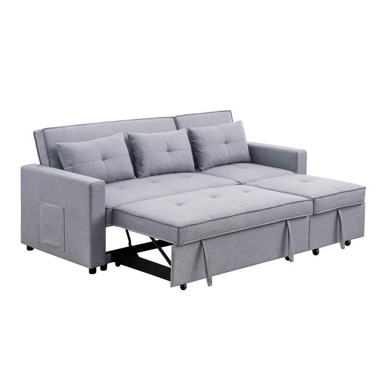 Lara Linen Fabric Convertible Sleeper Sofa With Side Pocket In Light ... inside The evolution of modern sleeper sofa design in contemporary homes
