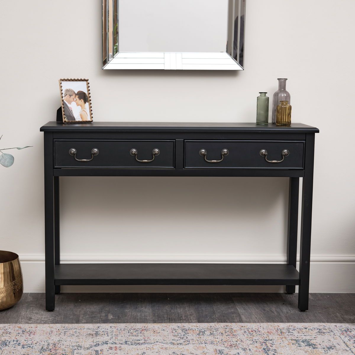 Large Black 2 Drawer Console Table with Discover the Elegant Versatility of the Modern 46&amp;quot; Black Console Table