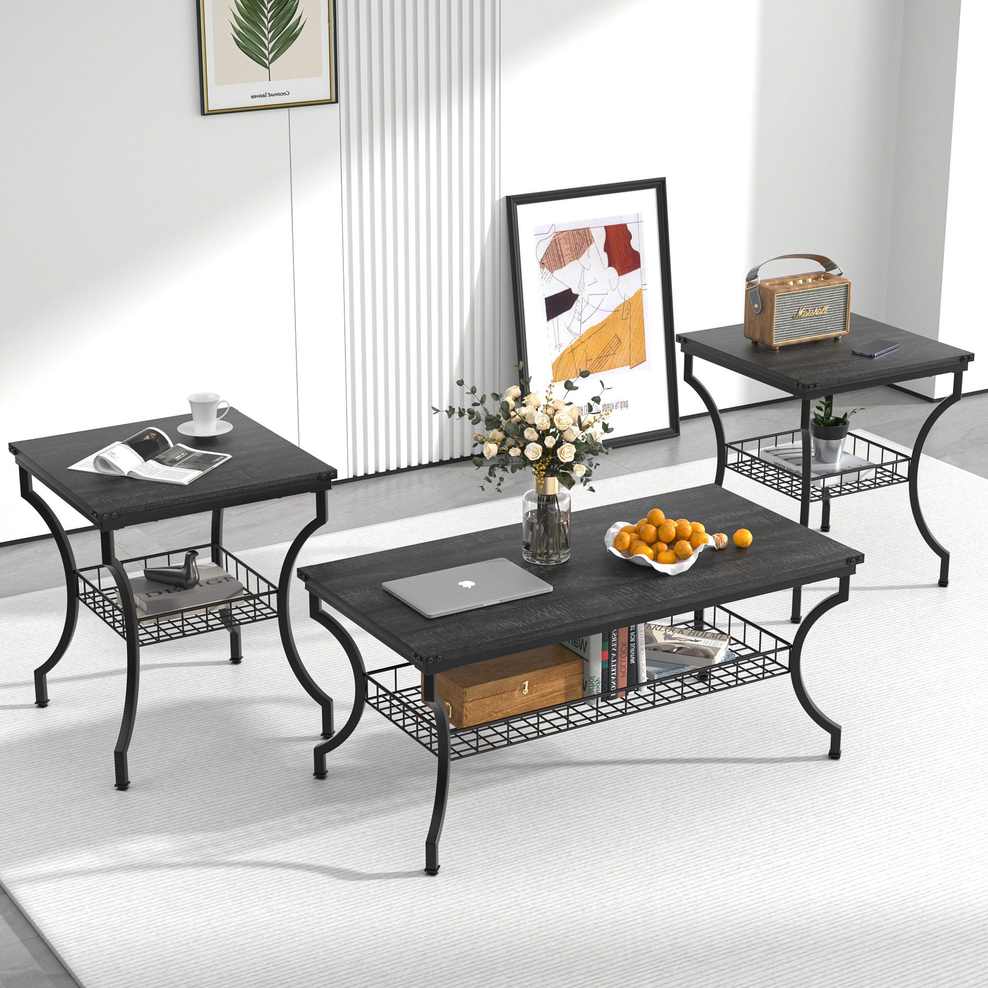Lark Manor Aliona 3 - Piece Living Room Table Set &amp;amp; Reviews | Wayfair inside Maximizing Space with a Thoughtfully Designed 3-Piece Table Set
