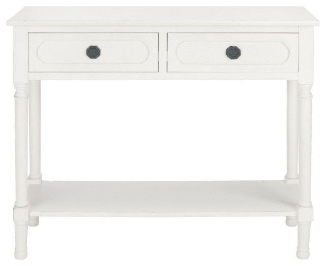 Larra 2 Drawer Console Table Distressed White - Traditional - Console ... pertaining to The Versatility of a White Slim Console Table in Modern Homes