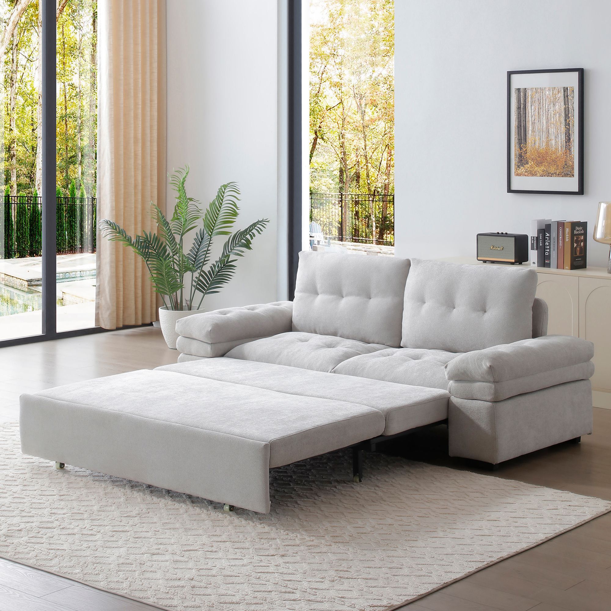 Latitude Run® 77&amp;Quot; Pull Out Sofa Bed, 3-In-1 Convertible Sleeper Sofa With Teddy Chaise | Wayfair intended for Unpacking the Comfort of Plush Teddy Convertible Sofas