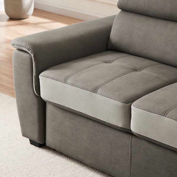 Latitude Run® 96" Wide Pull Out Sleeper Sofa & Chaise & Reviews | Wayfair regarding Pull Out Sleeper Sofa & Chaise, Gray