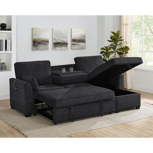 Latitude Run® Ember 92"W Fabric Sleeper Sectional With Reversible ... pertaining to The Evolution of Sleeper Sectionals in Modern Interior Design