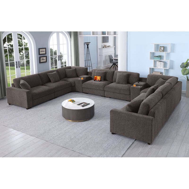Latitude Run® Oversized Living Room Chenille Corner Sectional, 8 Seater ... within Choosing the Right Sectional Sofa for Your Family's Lifestyle Needs