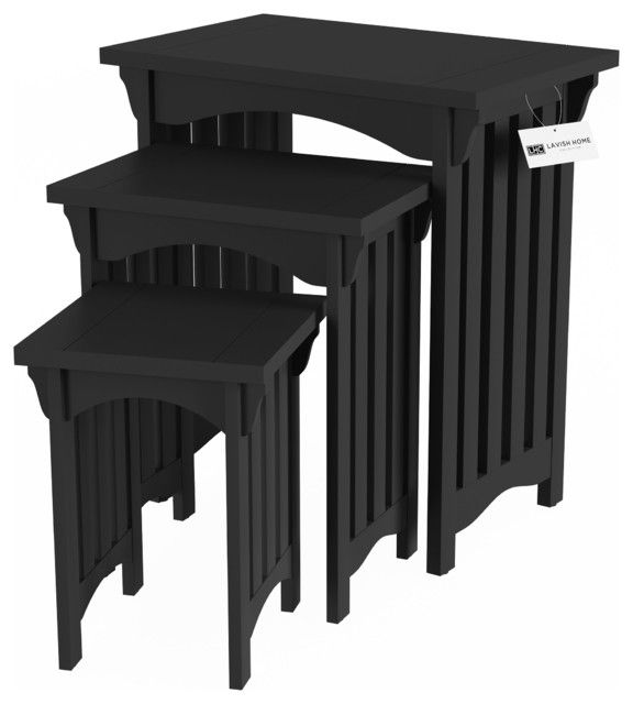Lavish Home Nesting Tables, 3-Piece Set Mission Style, Black ... regarding Lavish Home Nesting Tables, 3-Piece Set Mission Style, Black
