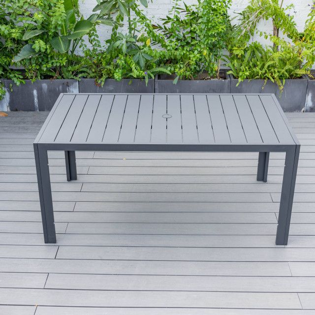 Leisuremod Chelsea Modern 7-Piece Outdoor Dining Set, Black Aluminum ... for Exploring the longevity and maintenance of black outdoor aluminum dining furniture