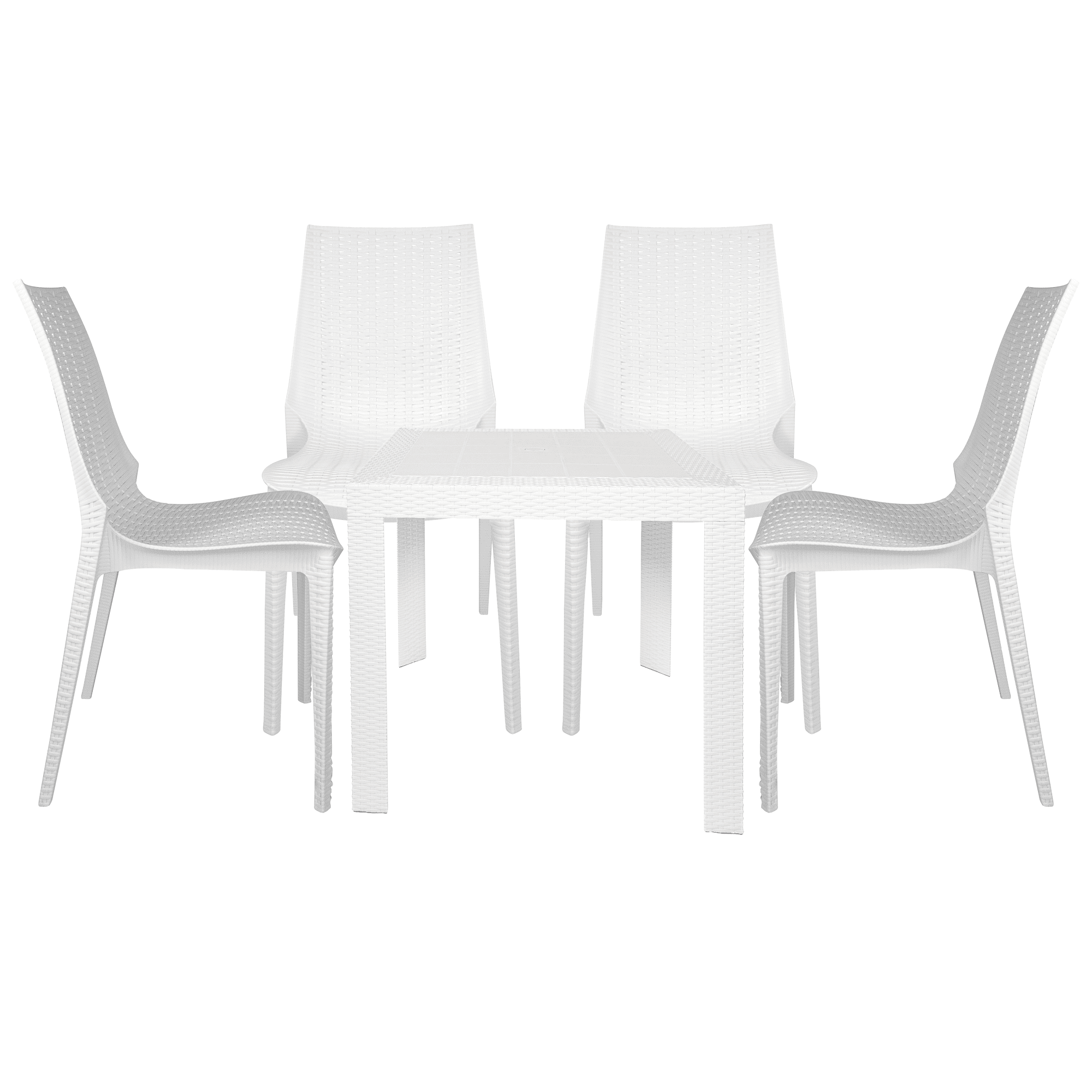 Leisuremod Kent Mid-Century Modern Weave Design 5-Piece Outdoor Patio ... throughout Leisuremod Kent Weave Design 5-Piece Outdoor Patio Dining Set, White
