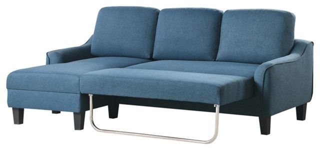 Lester Chaise Sleeper Sofa In Blue Fabric With Black Legs - Contemporary - Sleeper Sofas - By ... for Maximizing Your Space with a Blue Fabric Lester Sofa Featuring a Twin Sleeper