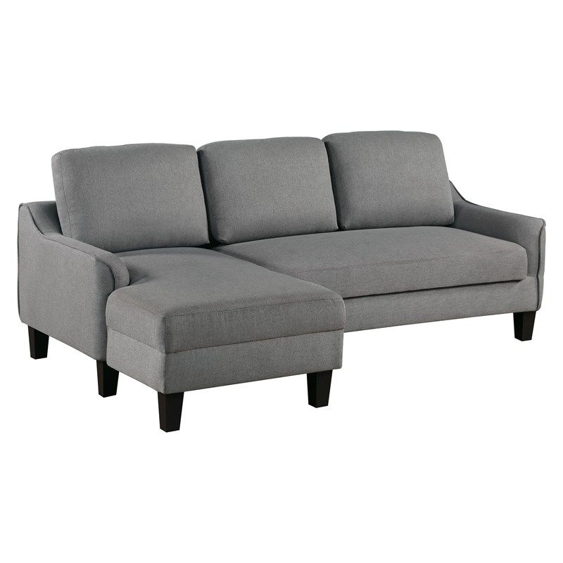 Lester Chaise Sleeper Sofa In Gray Fabric With Black Legs | Homesquare intended for Maximizing Your Space with a Blue Fabric Lester Sofa Featuring a Twin Sleeper