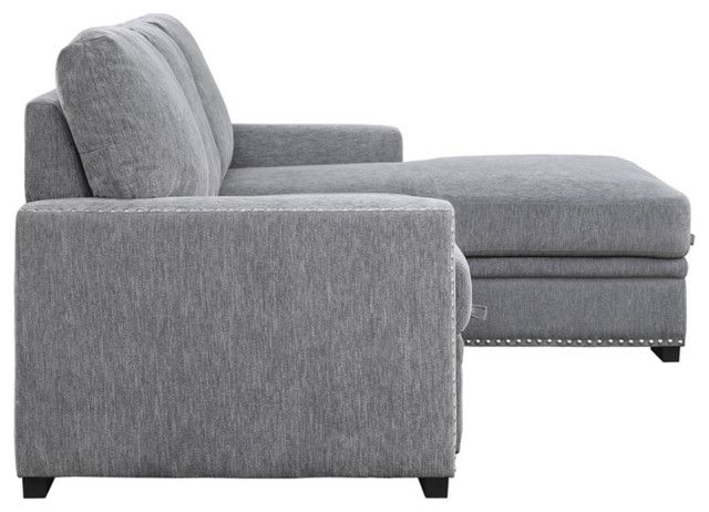 Lexicon Morelia Chenille Sectional With Pull Out Bed And Storage In ... within Lexicon Morelia Chenille Sectional With Pull Out Bed And Storage In Dark Gray