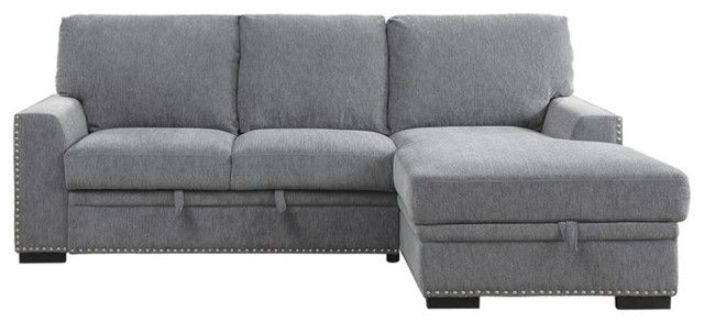 Lexicon Morelia Chenille Sectional With Pull Out Bed And Storage In ... within Lexicon Morelia Chenille Sectional With Pull Out Bed And Storage In Dark Gray