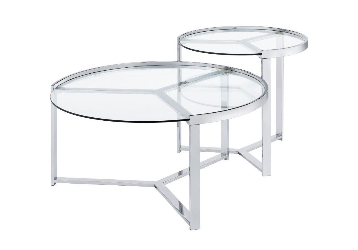 Lillian Chrome Finish Coffee Table 2-Piece Set inside Metal Coffee Tables, 2-Piece Set