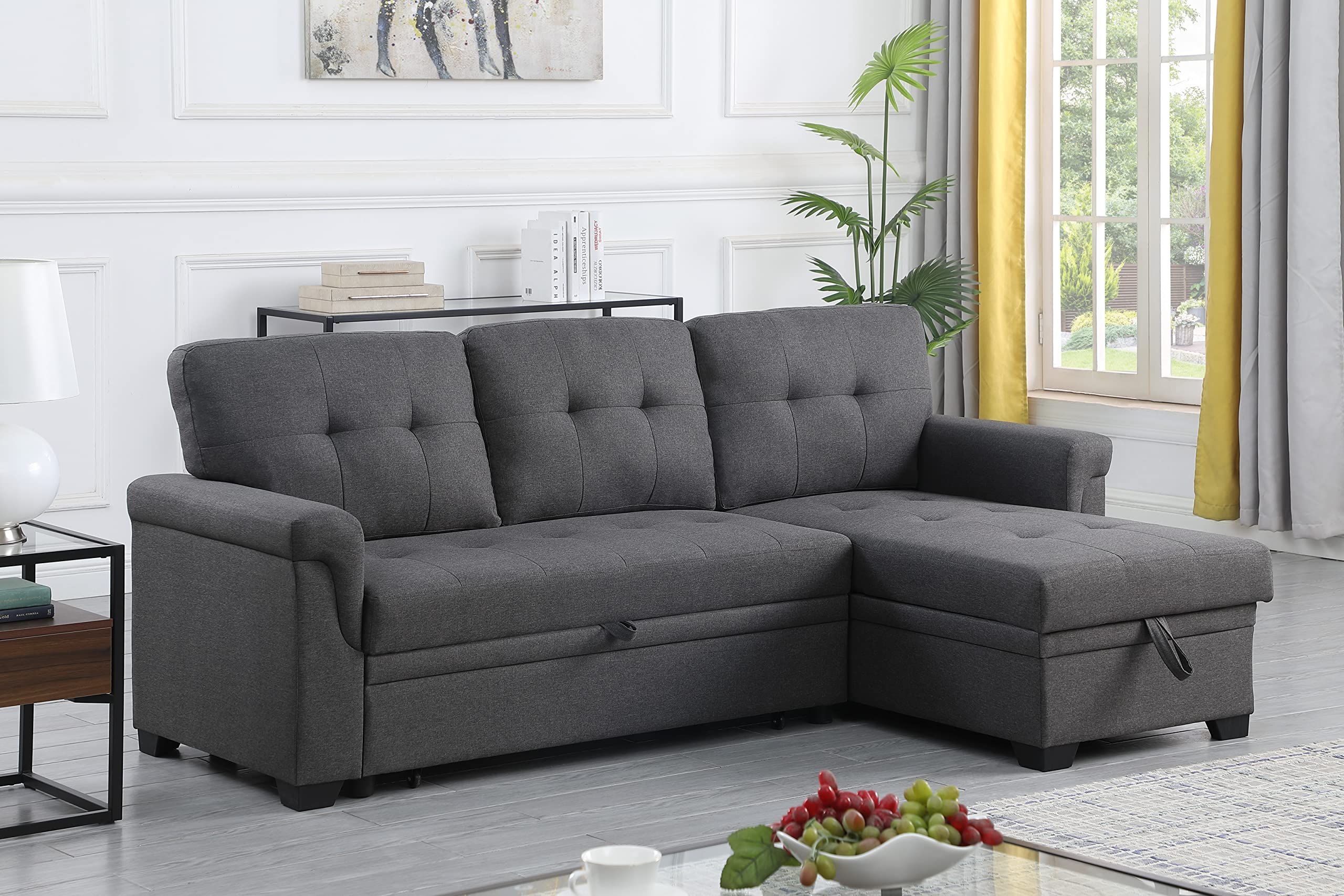 Lilola Home Linen Reversible Sleeper Sectional Sofa With Storage Chaise ... pertaining to The art of choosing the right sectional that balances style and practicality