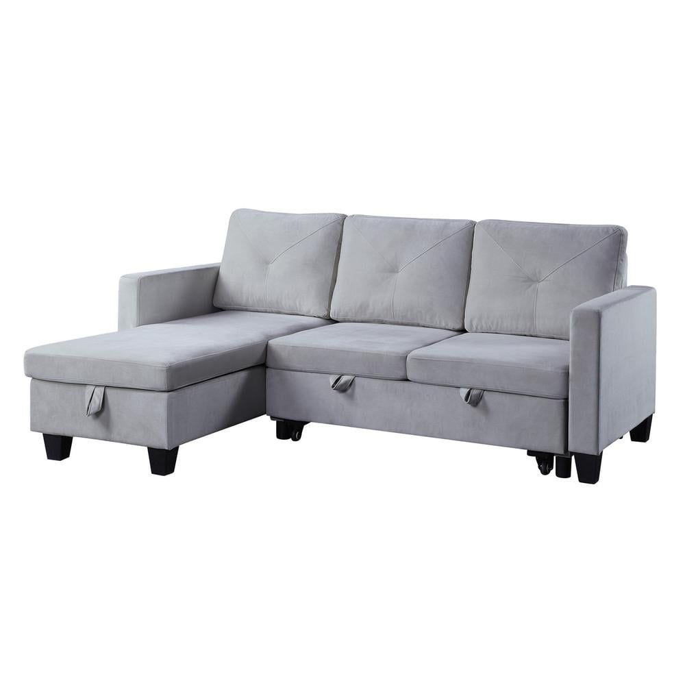 Lilola Home Nova Velvet Couch, Reversible Sleeper Sectional With ... throughout Understanding the versatility of reversible sleeper sectional designs