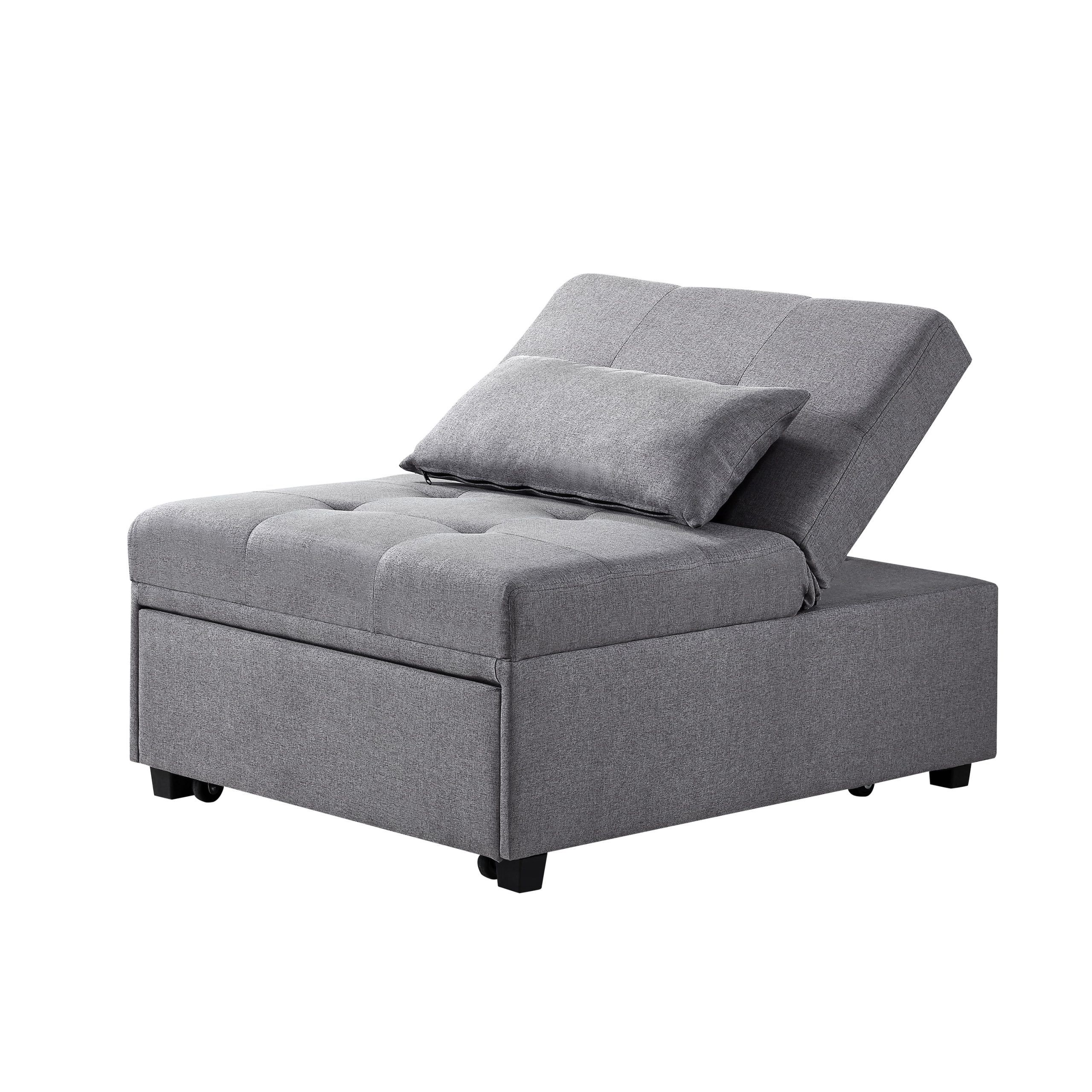 Linon Boone Upholstered Tufted Convertible Chair To Sofa Bed With ... with regard to Linon Boone Upholstered Tufted Convertible Chair To Sofa Bed With Pillow In Gray