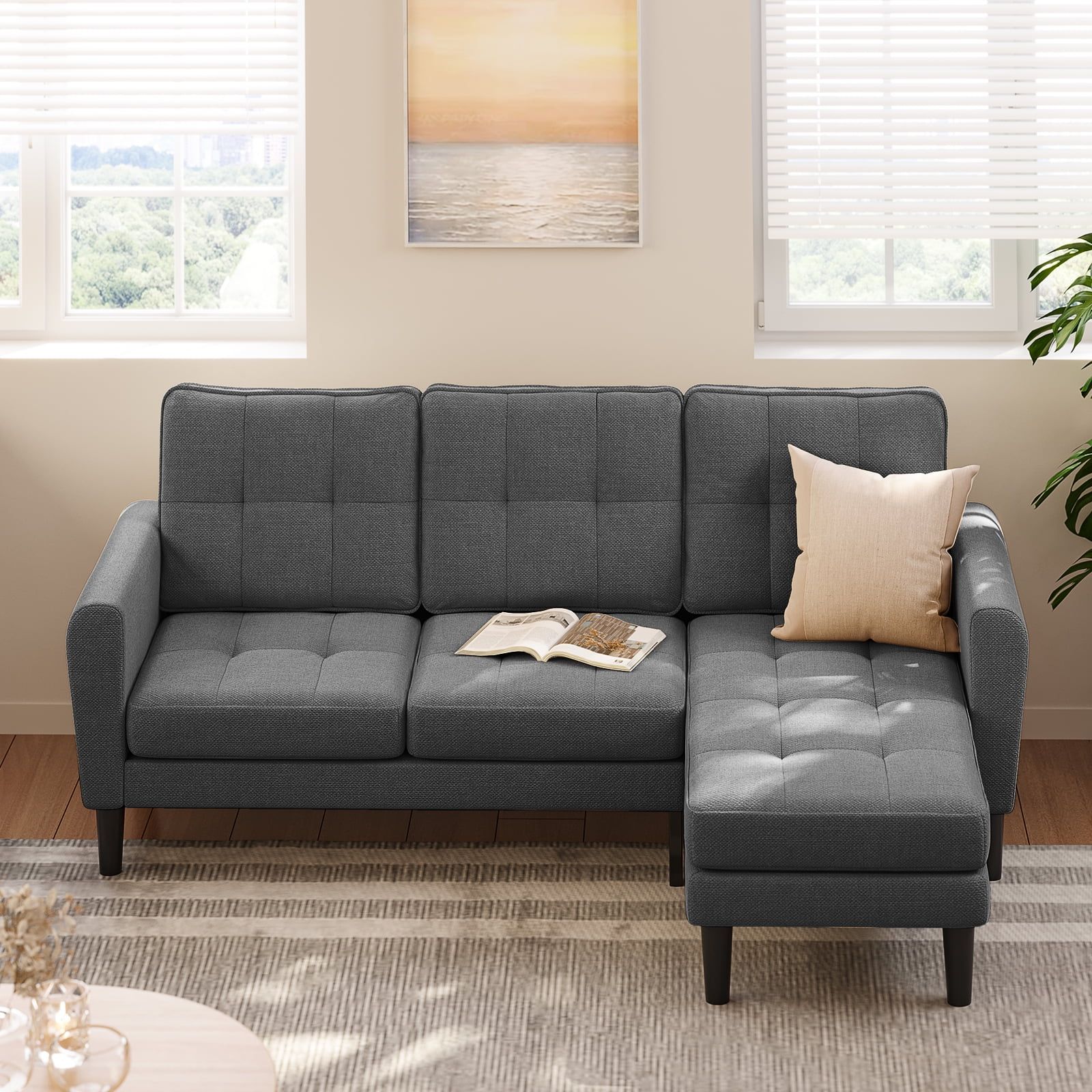 Lofka Modern Comfy L-Shaped Sleeper Couch, Space Saving Sectional Sofa ... in Clever Living Unveiling the Versatility of a Sectional Sofa Bed with Hidden Storage