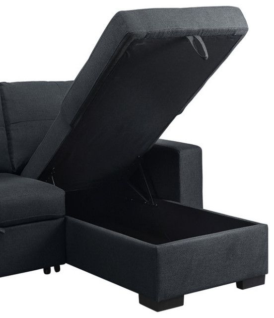 Lucas Dark Gray Linen Sleeper Sectional Sofa With Reversible Storage ... with regard to Lucas Dark Gray Fabric Sleeper Sectional Sofa With Reversible Storage Chaise