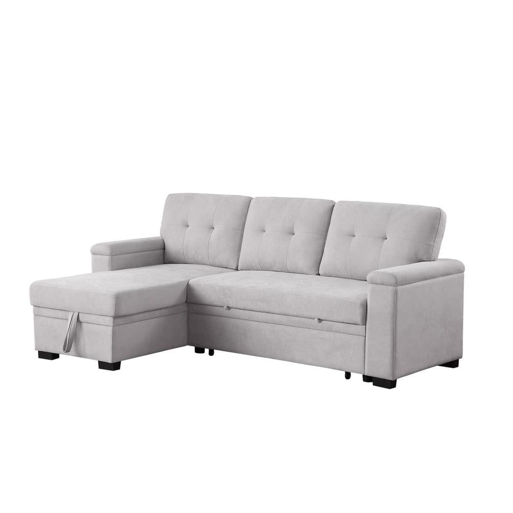Lucca Ii 84.5"W Light Gray Reversible Sleeper Storage Chaise - Walmart.com with Lucca Ii 84.5"W Reversible Sleeper Sofa Storage Chaise, Light Gray
