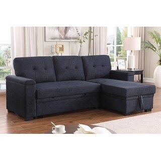 Lucca Ii 84.5"W Woven Fabric Reversible Sleeper Sectional Sofa With ... regarding Kipling Green Woven Fabric Reversible Sleeper Sectional Sofa Chaise