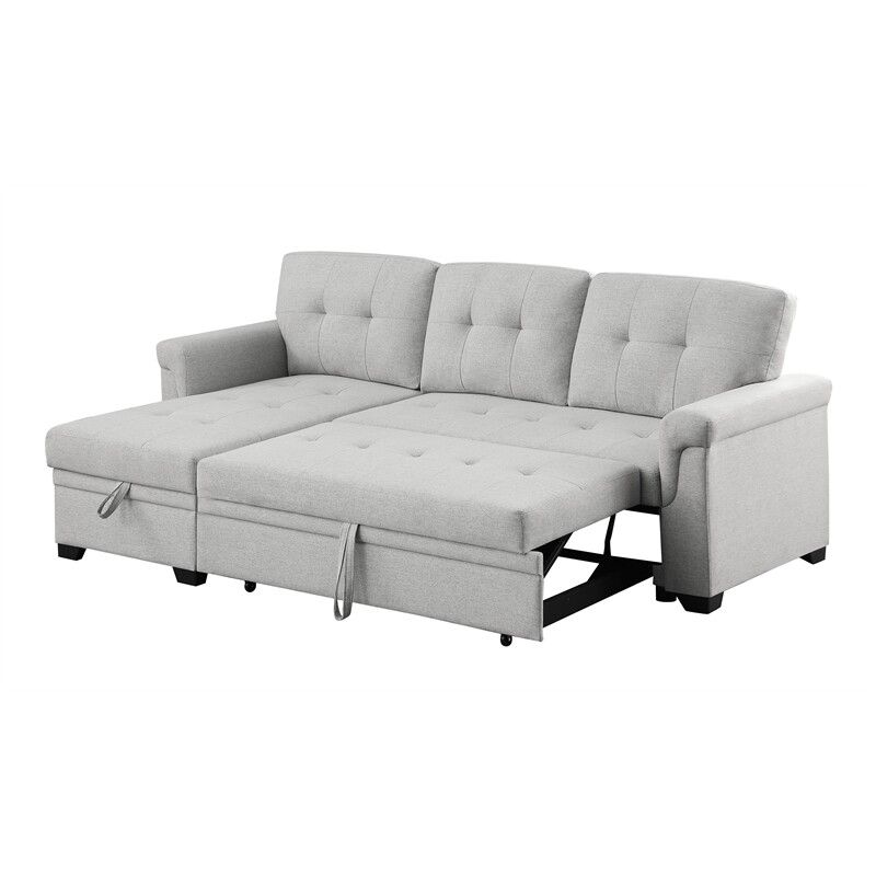 Lucca Light Gray Fabric Reversible Sleeper Sofa Storage Chaise | Ebay intended for Maximizing Comfort and Functionality with Lucca II Reversible Sofa