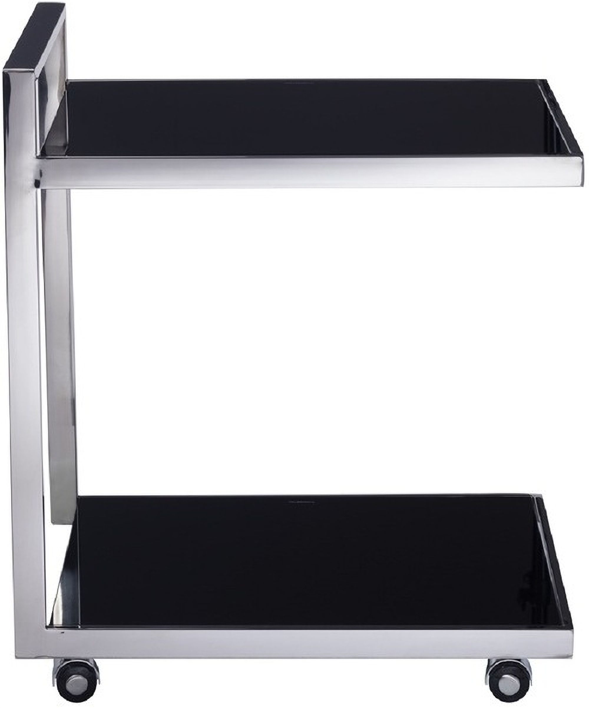 Luxe Collection Glass And Steel Serving Table In Black And Chrome By ... regarding The art of minimalist sophistication in modern living spaces
