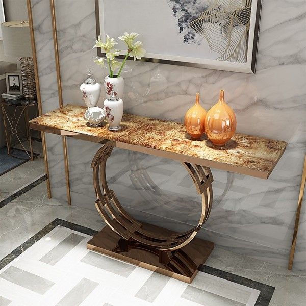 Luxury Modern Luxury 48&amp;quot; Faux Marble Narrow Console Table Rectangle ... in Modern home organization through narrow cherry brown console table with shelf and faux marble