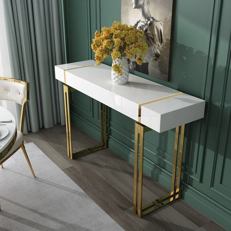 Luxury Modern Luxury White / Black Console Table With Drawer Storage ... throughout Understanding the Artistry Behind Maklaine's Gloss Lacquer Finish