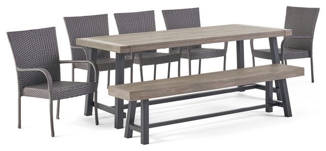 Lyons Outdoor Acacia Wood 8 Seater Dining Set With Dining Bench ... for The Art of Outdoor Dining How to Style Your Lyons Acacia Set