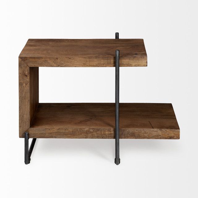 Maddox Medium Brown Solid Wood W/Black Metal Two-Tier Side Table ... with Integrating Clapp IV Nesting Tables into Your Home Decor