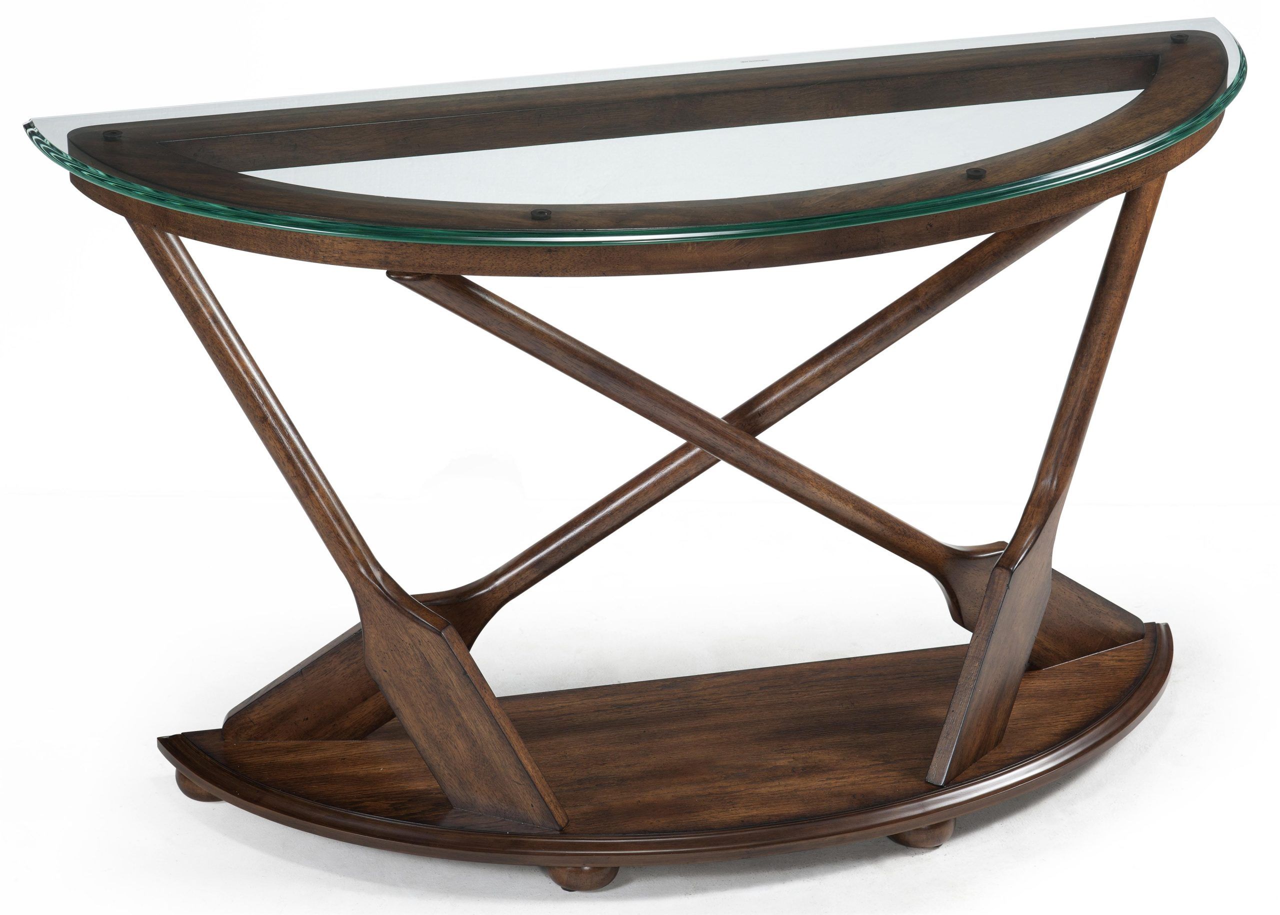 Magnussen Home Beaufort Demilune Sofa Table With Oar Motif Supports And ... inside Demilune Sofa Tables Uncovering Their Versatility and Charm