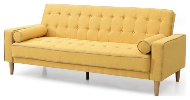 Maklaine Contemporary Twill Fabric Upholstered Sleeper Sofa In Yellow ... with A Deep Dive into the Maklaine Yellow Sleeper Sofa's Design and Function