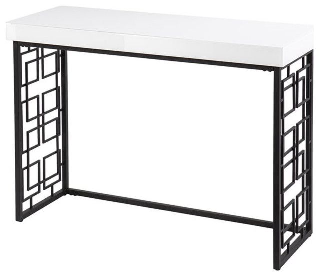 Maklaine Modern / Contemporary Console Table In Black - White ... within Understanding the Artistry Behind Maklaine's Gloss Lacquer Finish
