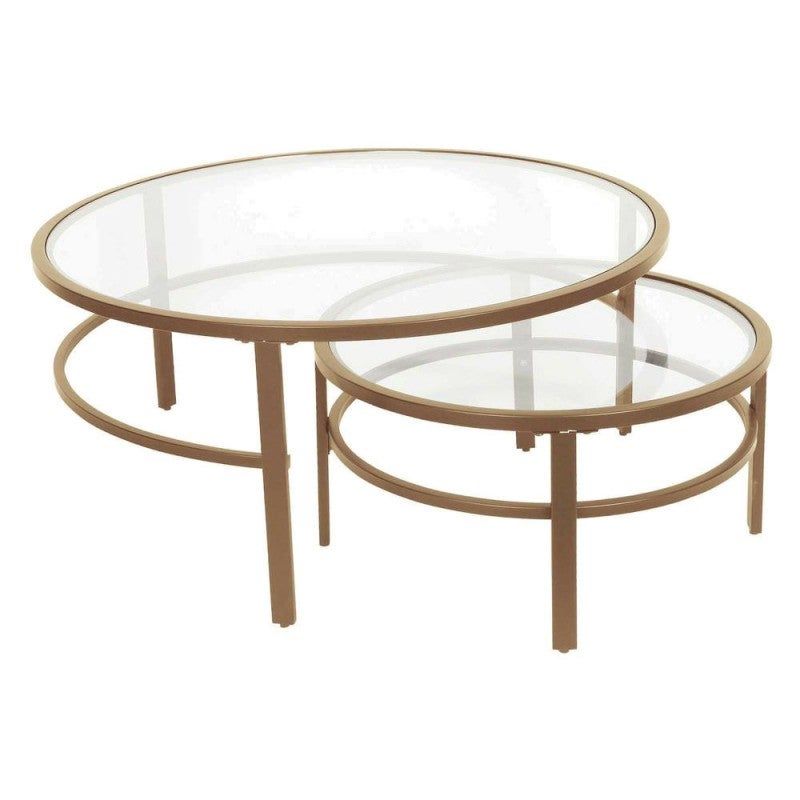 Manarola Glass & Metal 2 Piece Round Nesting Coffee Table Set, 90/60Cm ... for Understanding the Diamond Sofa Lane Nesting Set A Guide for Your Living Space