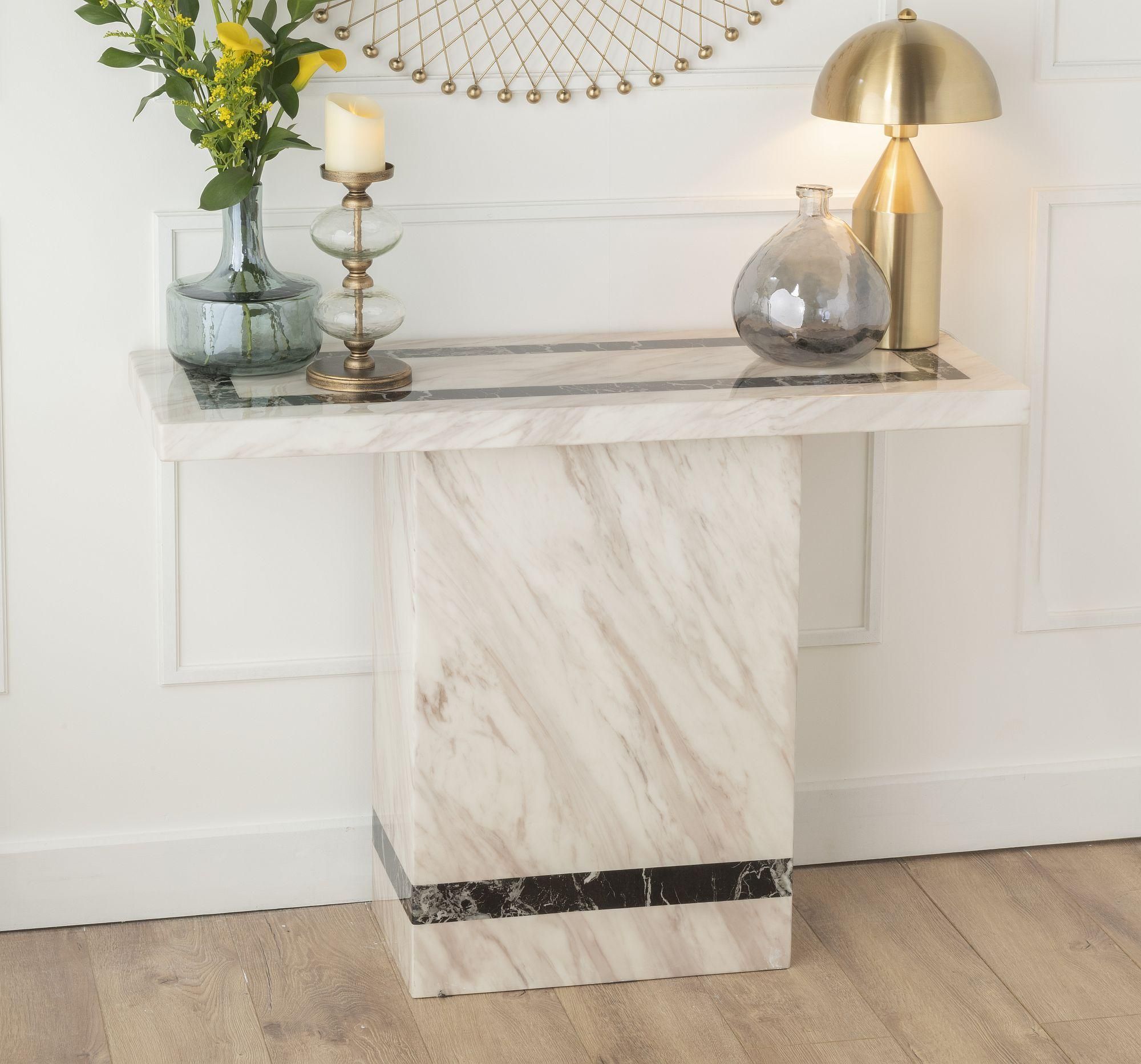 Marble Console Tables | Living Room Furniture | Tfs Uk for Bellevue Weif43911 52"L Faux-Marble Topped Console/Sofa Table - Marble / Walnut