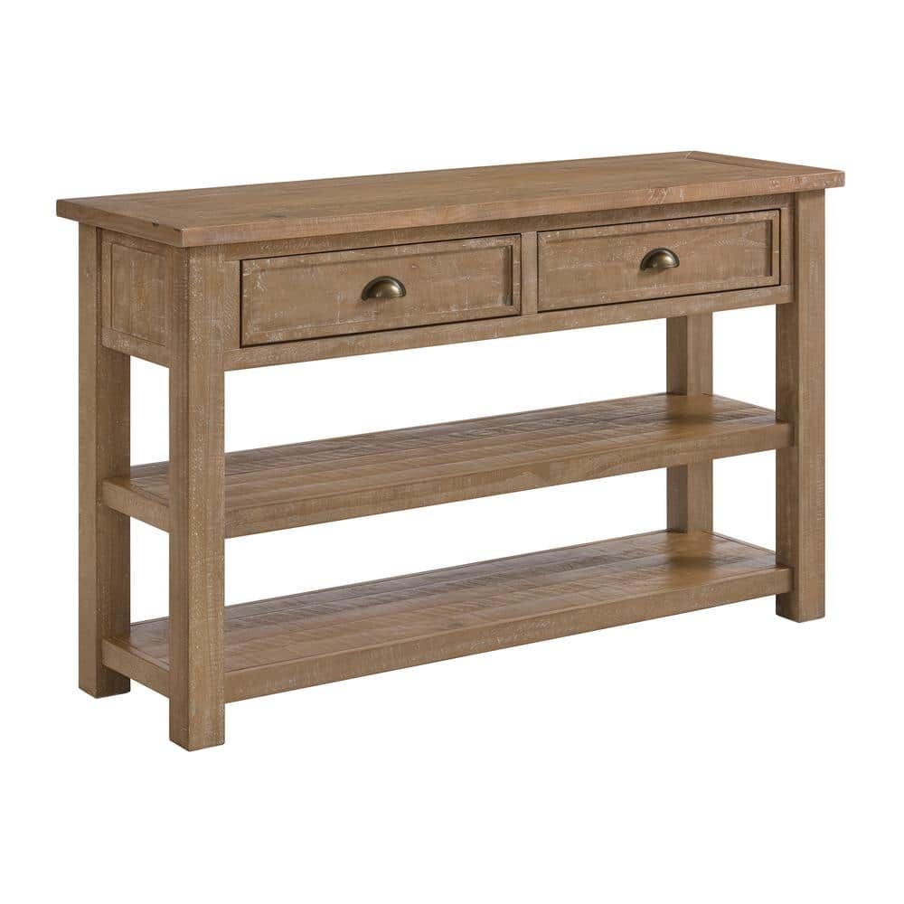 Martin Svensson Home Monterey 50-In. Driftwood Rectangle Solid Wood ... throughout Driftwood Brown Console Table With Double Pedestal Base And Box Diamond Top
