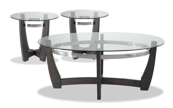 Matinee Gray Oval Coffee & 2 End Table Set | Bob's Discount Furniture ... in Matinee 3-Piece Occasional Table Set