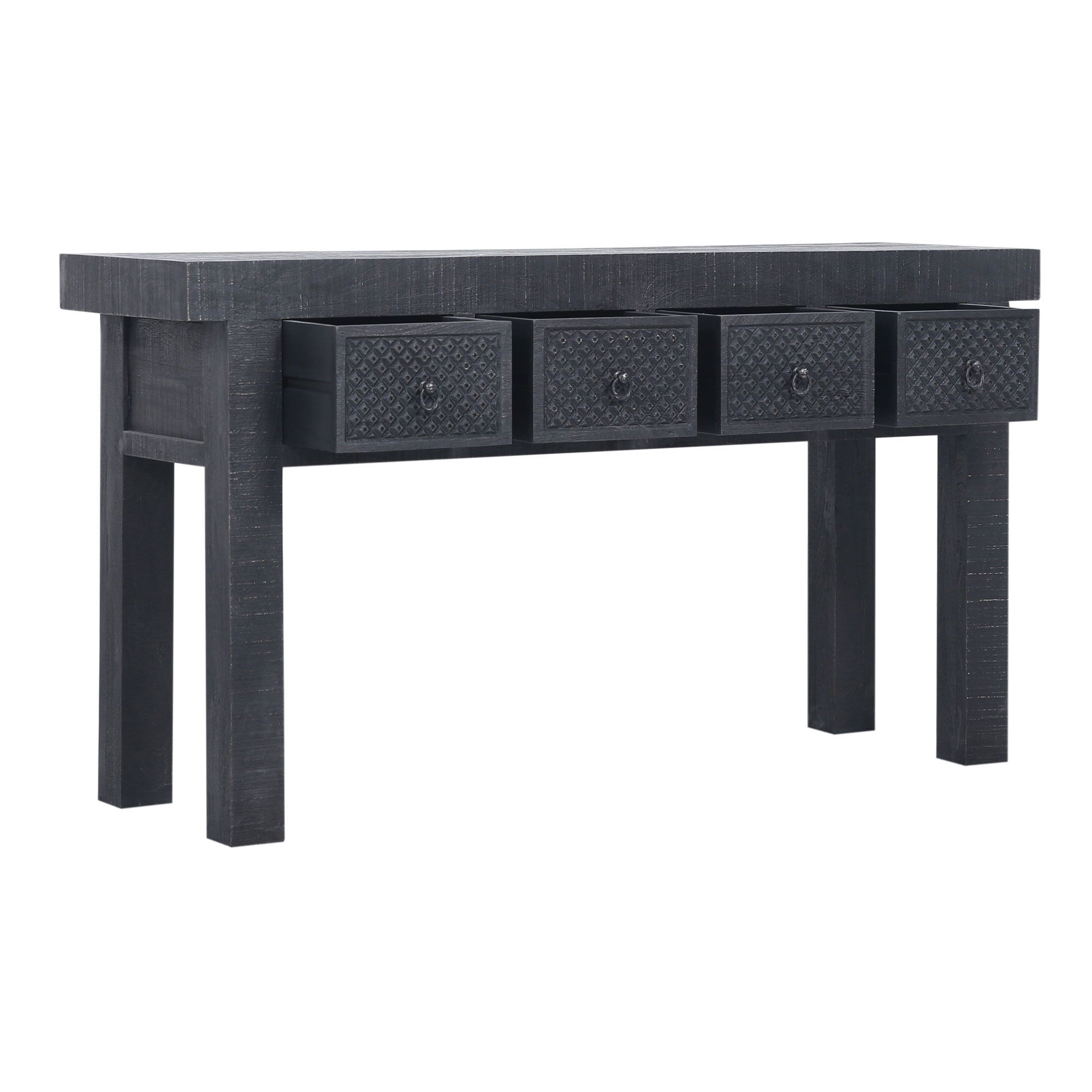 Maven Lane Veena Handmade Heritage Wooden Console Table, Black ... for How Distressing Techniques Define Modern Black Console Table Design